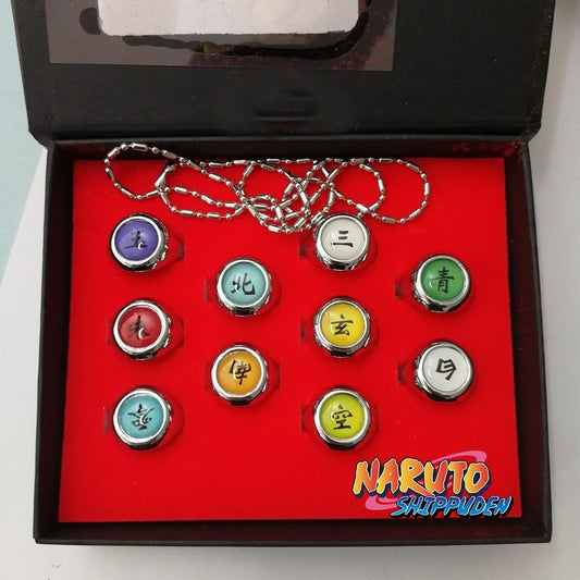 10PCS SET Anime Naruto Adjustable Metal Rings